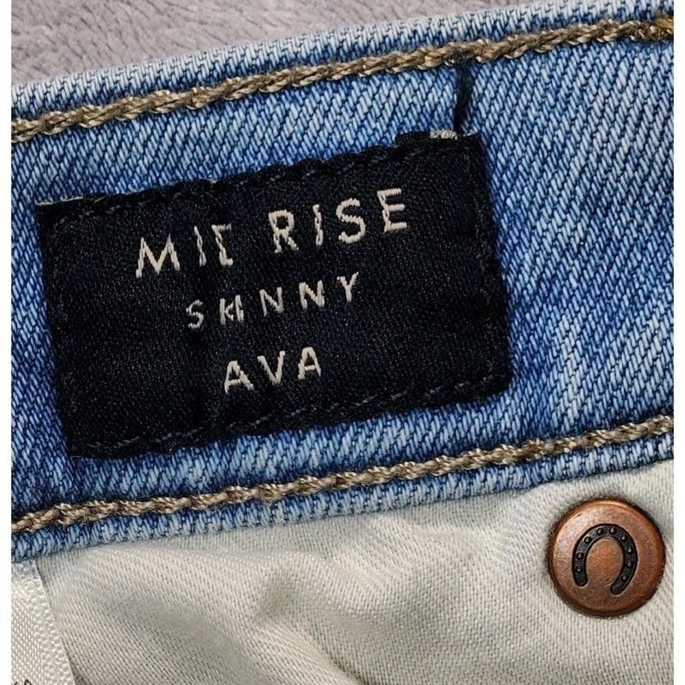Lucky Brand Mid Rise Ava Skinny Jeans Light Wash Distressed Ankle 8/29 7WD11509 - Picture 9 of 11